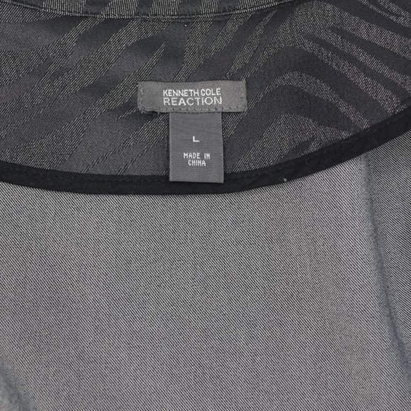 Kenneth Cole Blk Zebra Moto Stretch Denim Jacket L - Picture 11 of 13